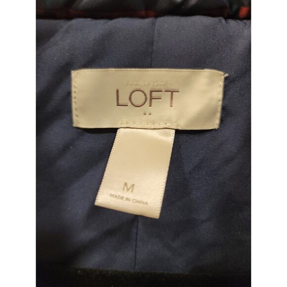 Loft Blue Plaid Puffy Vest - Picture 3 of 6